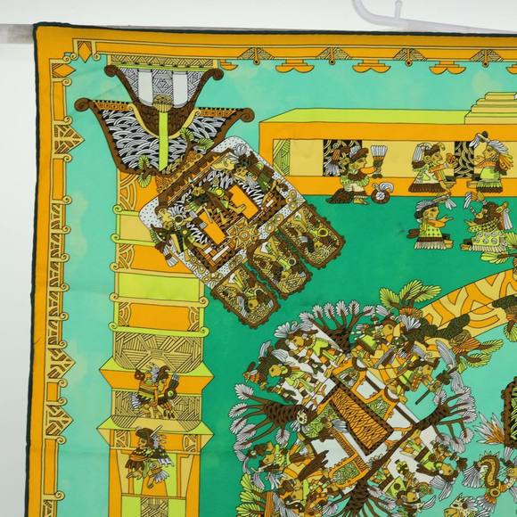 HERMES Carre 90 ASTRES et SOLEILS Scarf Silk Green Auth mr067 - Picture 2 of 16